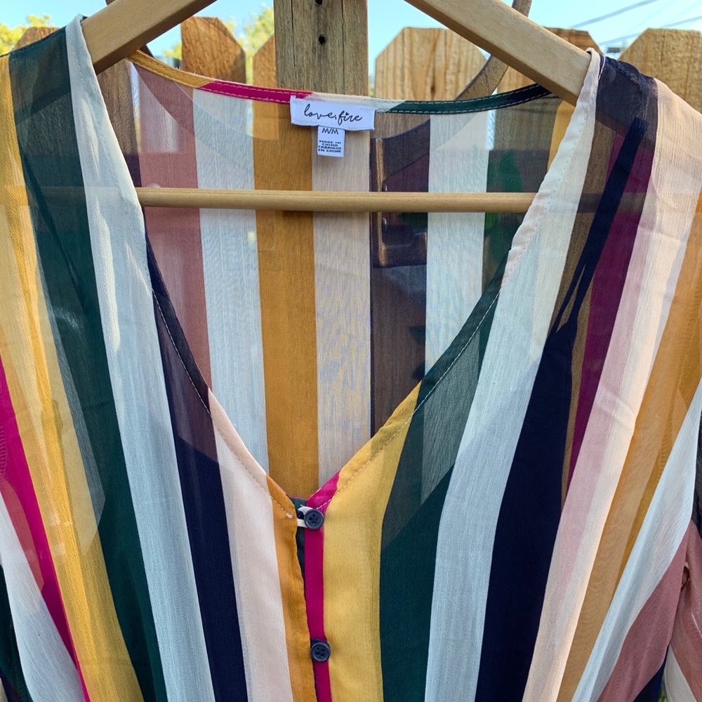 “Love, Fire” Full Length Long Sleeve Striped Dress - Picture 4 of 11